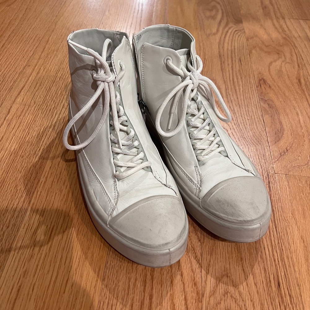 Ecco White High-Top Leather Sneakers